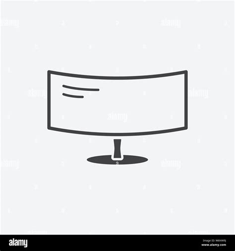 Curved Monitor Glyph Icon Monochrome Style Design Simple Element