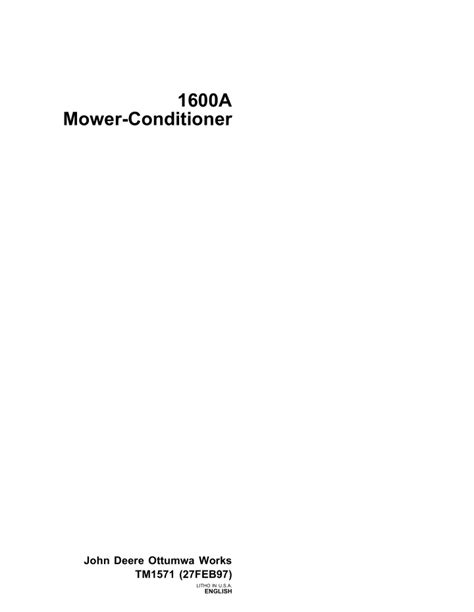 Ppt John Deere 1600a Mower Conditioner Service Repair Manual Instant