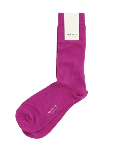 Sunspel Mens Midweight Long Staple Cotton Purple Socks