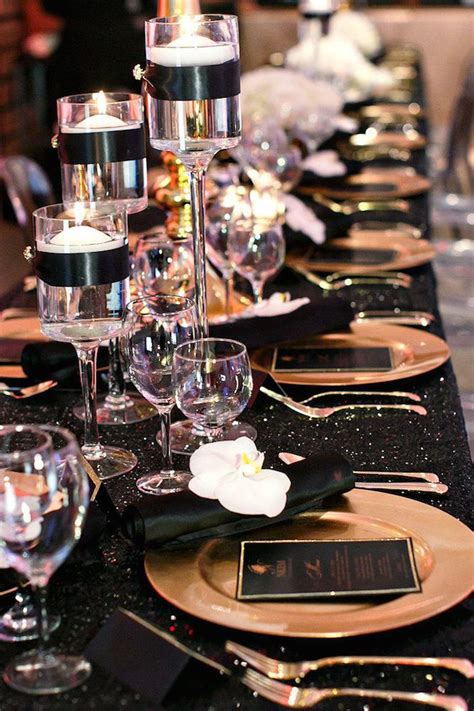 Glam black and gold tuxedo party! Black and Gold Party Inspiration - Perfete | Black gold wedding, Gold party, Black gold party