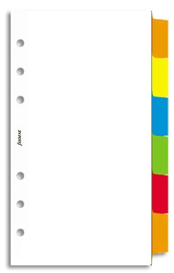 Buy Filofax Personal Blank Index With Multi Coloured Labels Six Tabs