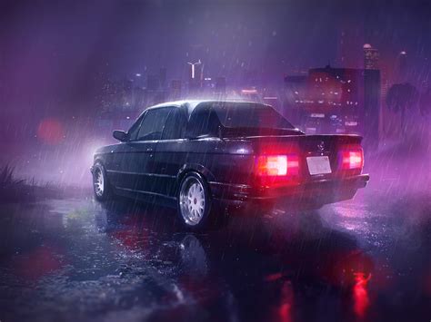 Car Raining Night Hd Artist 4k Wallpapers Images Backgrounds