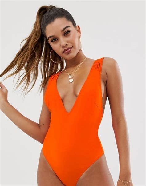 Shop Plunging Orange One Piece Swimsuits Like Kates Kate Hudsons