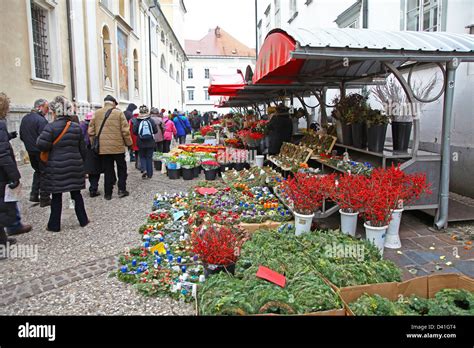 The Christmas Market Ljubljana Slovenia Stock Photo Alamy