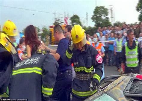 Miraculous Escape Woman Escapes Death After Container Fell On Her Car Pictures Oamen1