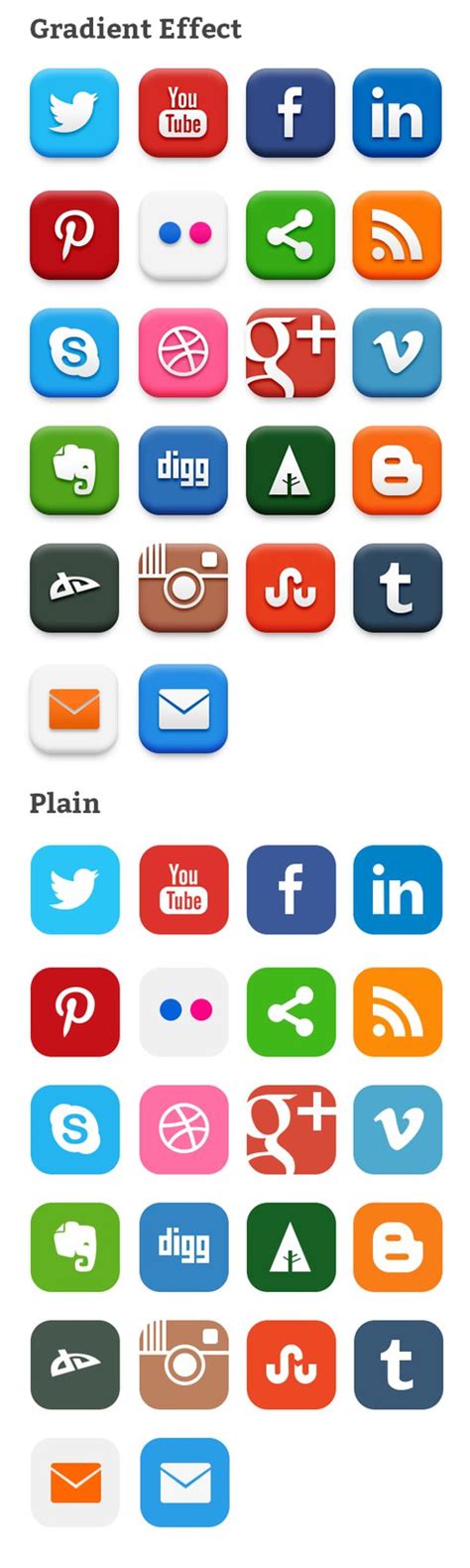 Free 20 Popular Social Media Icons PSD - TitanUI