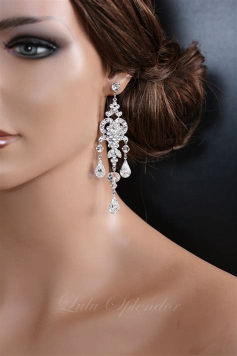 Chandelier Wedding Earrings Swarovski Crystal Bridal Earrings Etsy