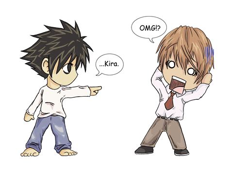 All Male Chibi Death Note L Male White Yagami Light