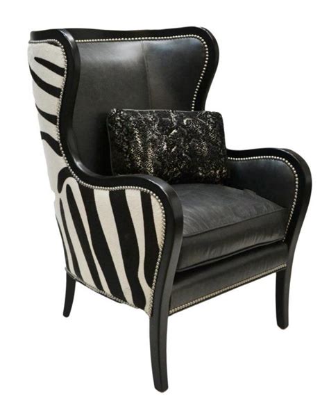 Black Leather And Zebra Upholstered Wing Chair Oct 28 2012 Austin