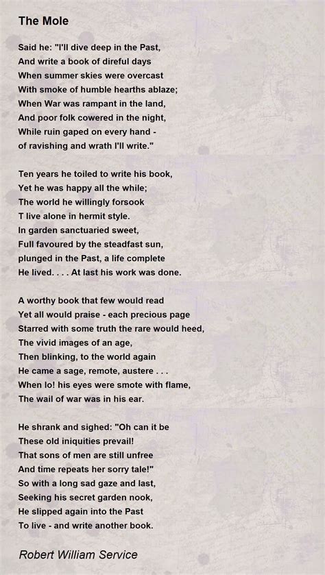 The Mole The Mole Poem By Robert William Service