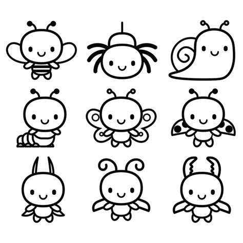 Set Of Cartoon Cute Bugs Isolated — Stock Vector © Aratehortua 117512266
