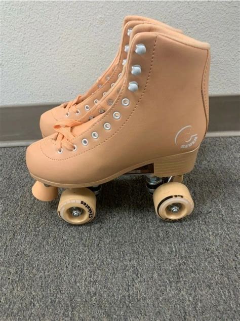 Peach C7 Leather Hightops Roller Skates For Sale Roller Skates Quad