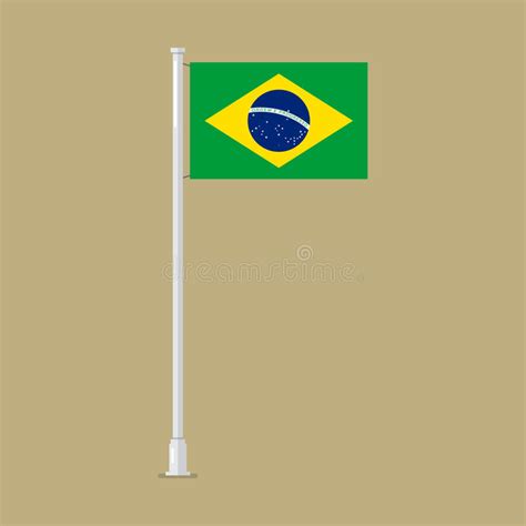 brazil flag on pole stock vector illustration of flapping 98423076
