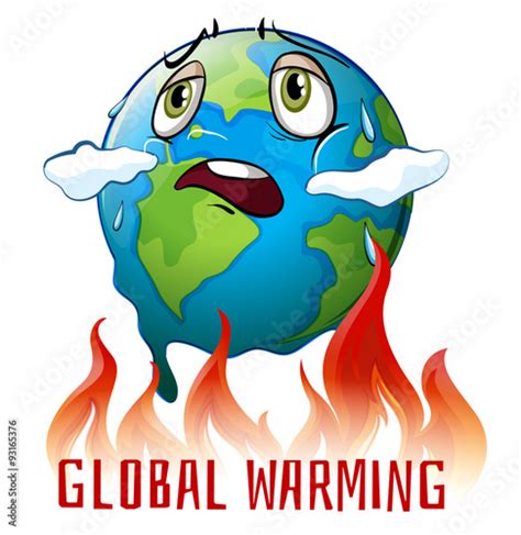 Global Warming Poster With Earth On Fire Stock Vector Adobe Stock