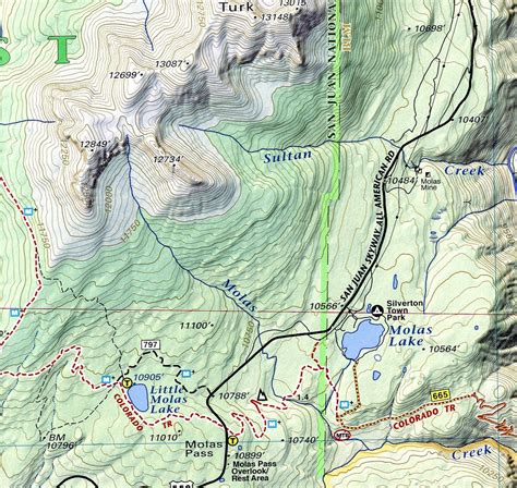 Telluride Silverton Ouray Colorado Trails Recreation Topo Map Ma