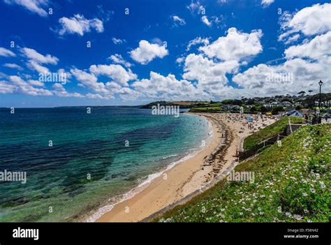 A Beautiful And Colourful Summer Day On Gyllyngvase Beach In Falmouth