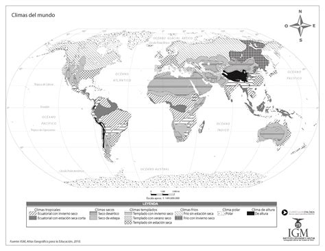 Mapa Con Climas Del Mundo En Blanco Y Negro Curriculum Nacional