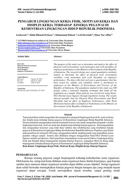 PDF Pengaruh Lingkungan Kerja Fisik Motivasi Kerja Dan Disiplin
