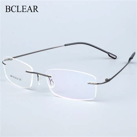 Bclear Titanium Alloy Rimless Glasses Frame Men Ultralight Prescription Myopia Optical