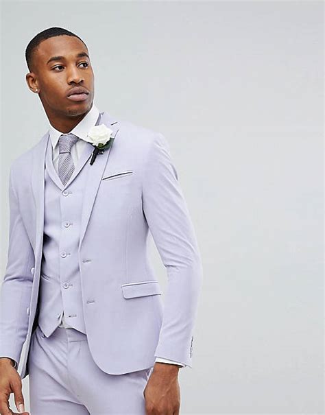 Asos Wedding Super Skinny Fit Suit Jacket In Lilac Asos
