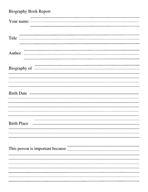 Biography Report Template Th Grade Templates Example Report Card