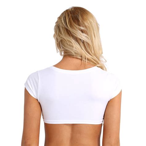 Sexy Women S No Bra Club Cotton Short Sleeve Crop Top T Shirt Summer