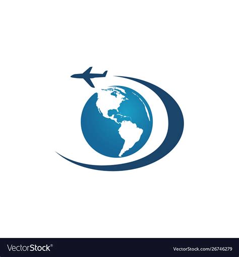 Travel Globe And Airplane Logo Icon Royalty Free Vector