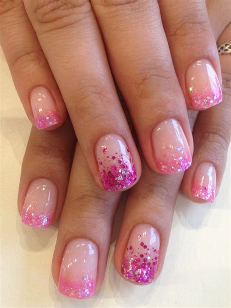 Pink Glitter French Tips French Tip Gel Nails Gel Nails French
