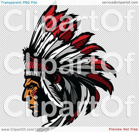 Clipart Native American Indian Chief And Feather Headdress Mascot