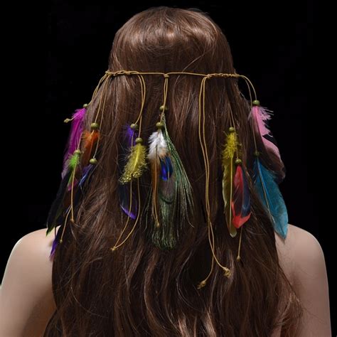 Idealway Ethnic Bohemian Festival Feather Headband Hippie Headdress Hair Accessories Boho Women