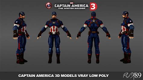 Game Ready Captain America 3d Models Low Poly 2017