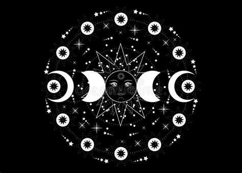 Triple Moon Pagan Wiccan Goddess Symbol Sun System Moon Phases