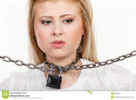 Woman Having Metal Chain Around Neck Stock Image Image