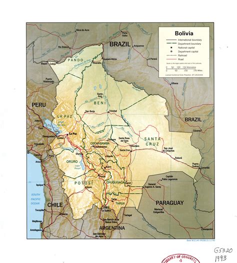Large Detailed Political And Administrative Map Of Bolivia With Relief