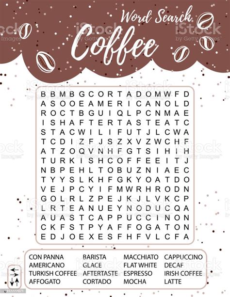 Coffee Word Search Puzzle Crossword Suitable For Social Media Post