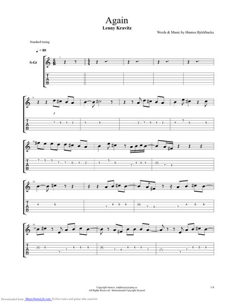 Again Guitar Pro Tab By Lenny Kravitz