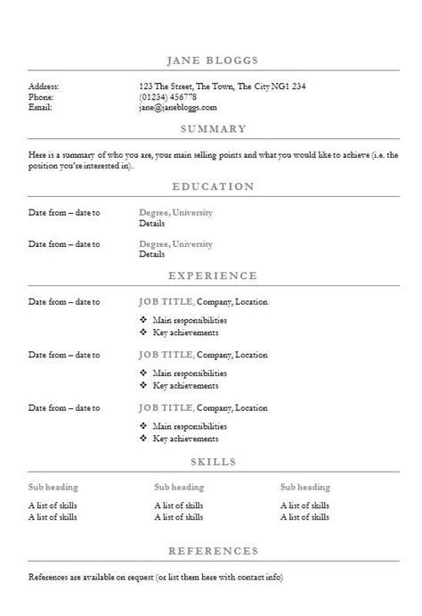 Writing a cv for the first time can be a daunting experience. Centred headings CV/Résumé template - How to write a CV ...