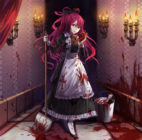 Anime Girl With Long Blood Red Hair