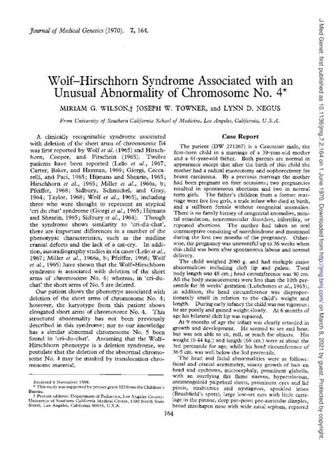 PDF Wolf Hirschhorn Syndrome With Unusual Abnormality Wolf Hirschhorn