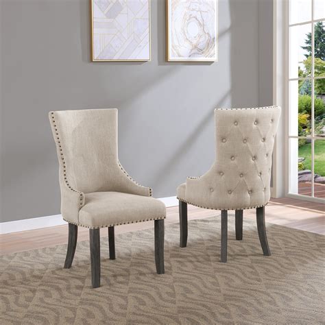 Best Quality Furniture Beige Upholstered Dining Side Chair Beige Modern