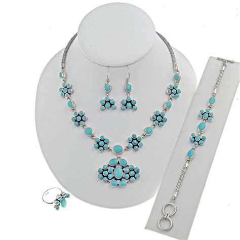 Genuine Turquoise Jewelry Set 24506 Genuine Turquoise Jewelry