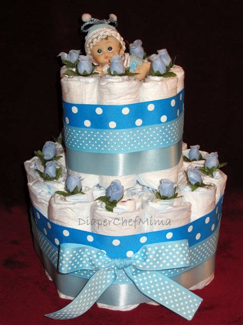 While the collection of diaper cakes below are for baby boys, they are completely adjustable. Diaper Chef Mima: Baby Shower Diaper Cake Centerpieces