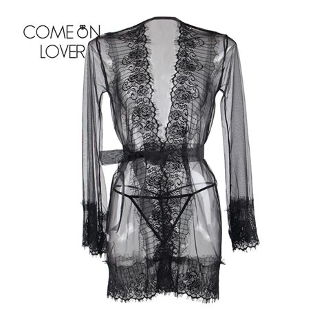 Comeonlover Intimates Women Robes Long Sleeves Lingerie Perspective