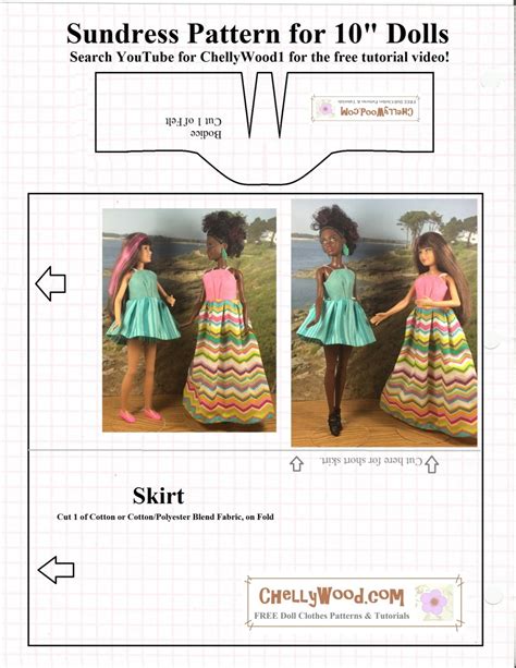 Free, printable #sewing pattern for #skipper, #PetiteBarbie, and more @ ChellyWood.com - Free ...