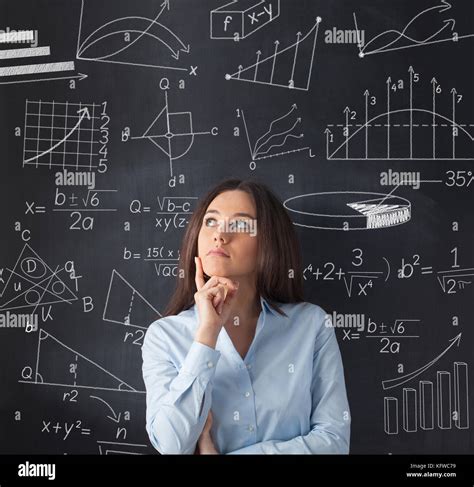 Thinking at difficult complex mathematics equation on blackboard Stock ...