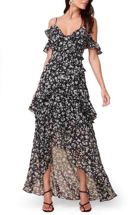 Astr Highlow Tiered Ruffle Maxi Dress In Black Lyst
