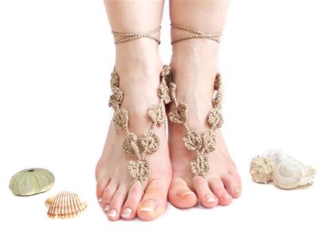 items similar to brown crochet barefoot sandals footless sandals barefoot sandles boho