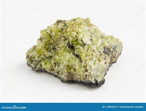 Olivine Ore Mineral Raw On White Background Stock Image Image Of