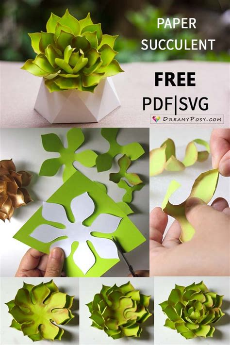 How to make paper succulent, free PDF and SVG template