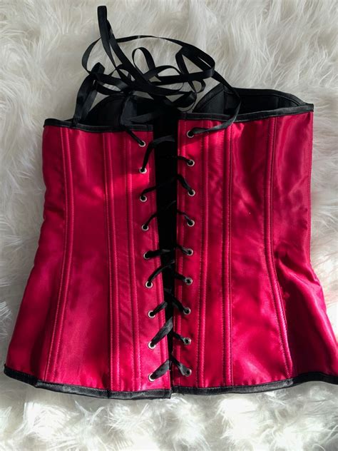 Shirley Of Hollywood Satin Lace Up Corset Size 34 Gem